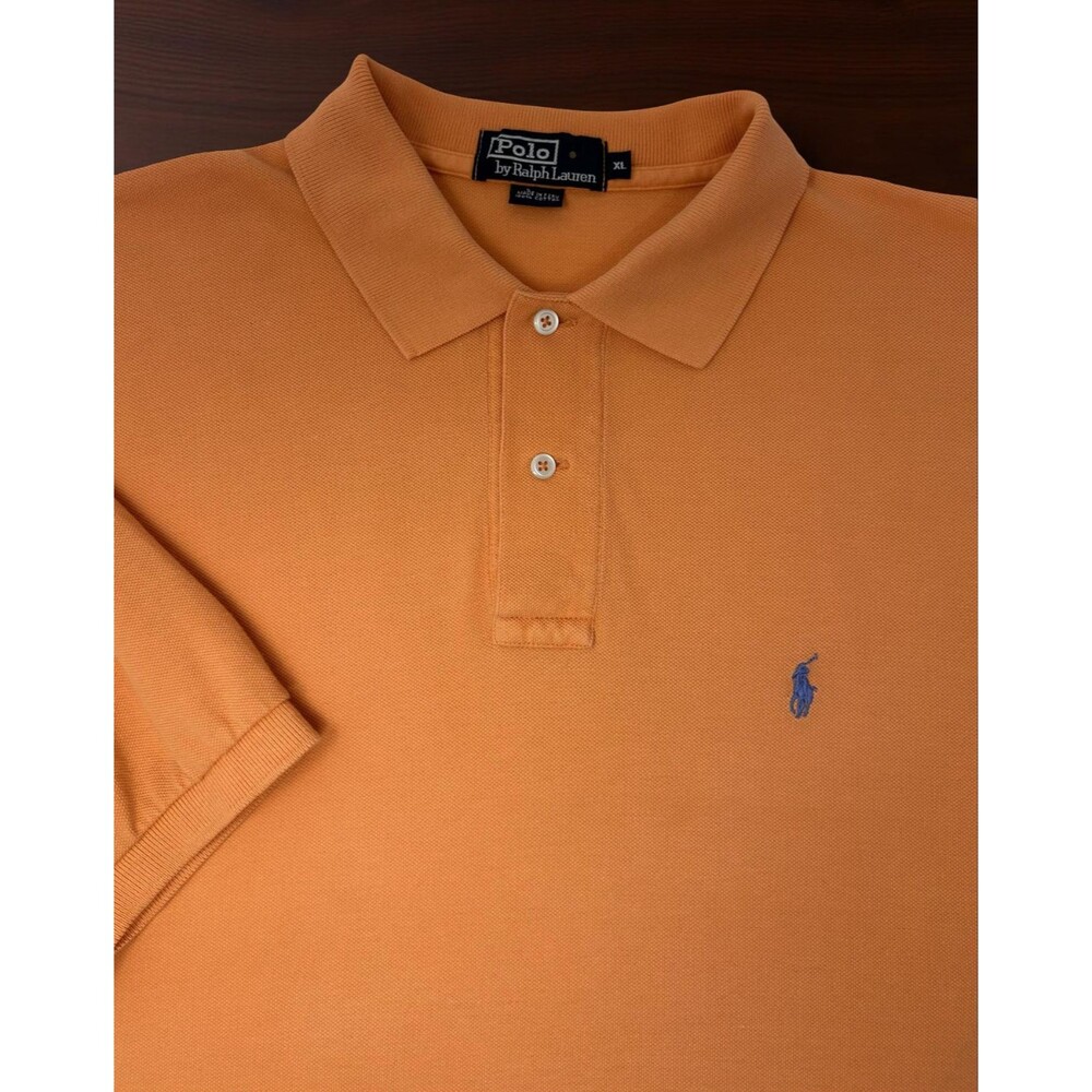 Polo Ralph Lauren Men's Polo Shirt Orange Blue Pony Logo‎ Size XL Classic Fit